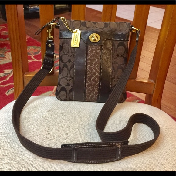 Coach Signature stripe swing pack crossbody bag